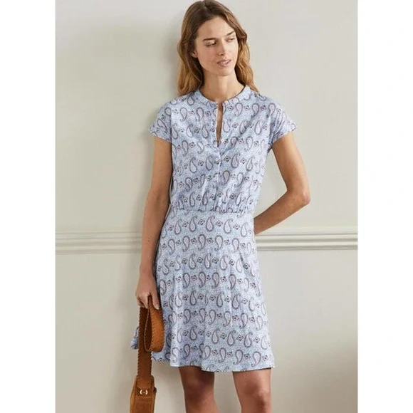 Boden | Dresses | Boden Flippy Jersey Mini Dress Short Sleeve Enchanting  Paisley Floral Blue | Poshmark